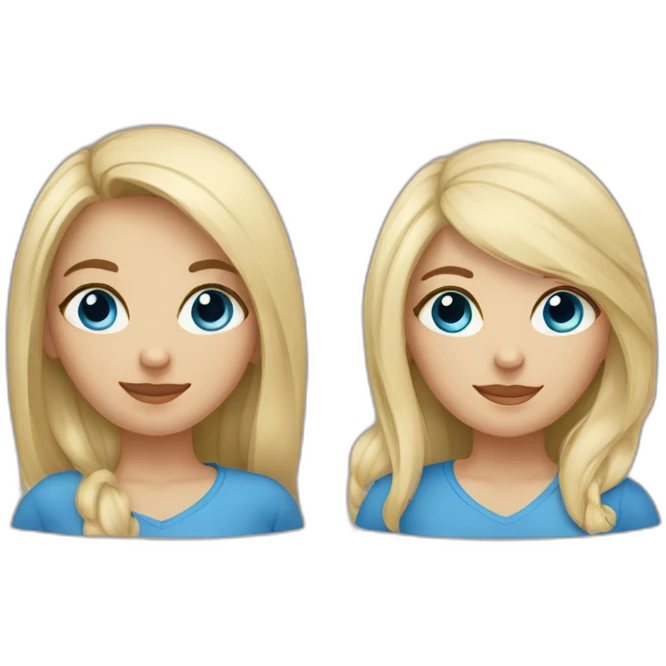 Sisters-one with dark hair and dark eyes-another blonde with blue eyes emoji