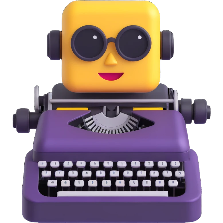 robot typewriter, 3d emoji style emoji