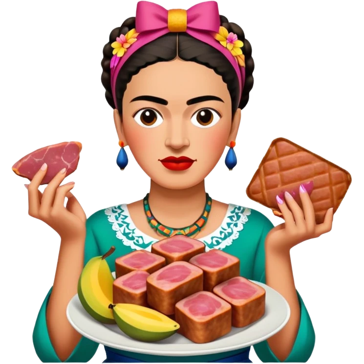frida khalo style spam meat tropical fruit plate emoji