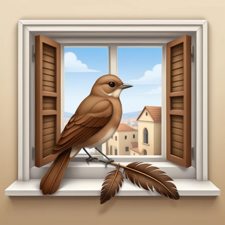 nightingale on open window sill emoji