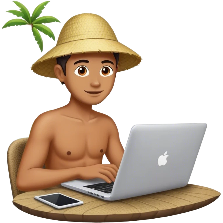 A digital nomad in Bali working on a laptop emoji