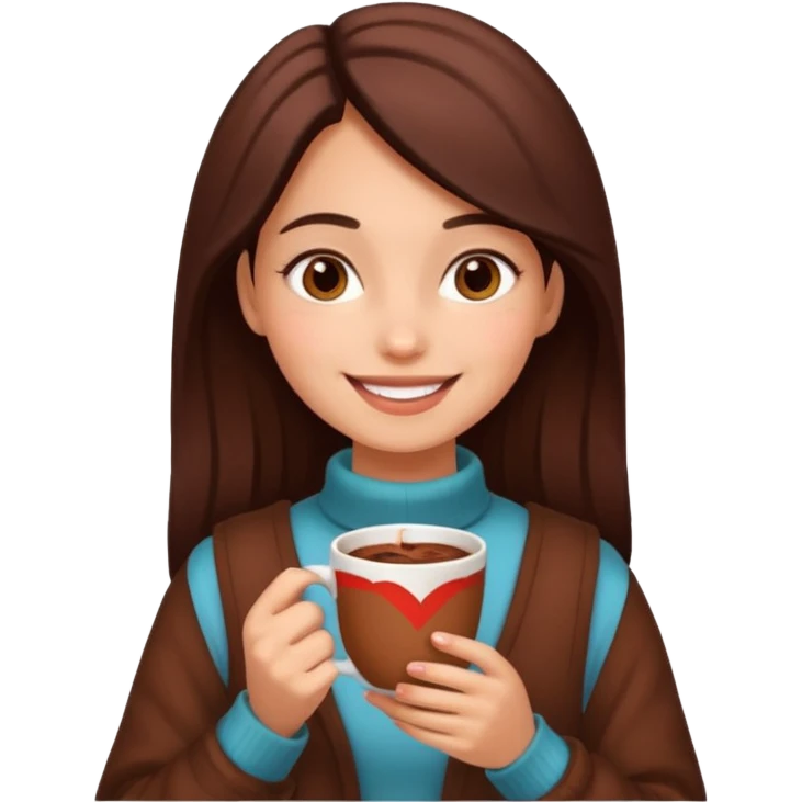 Home vibes, and girl with cacao in hands emoji