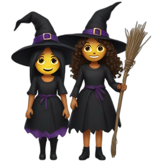 Witch with her bestie emoji