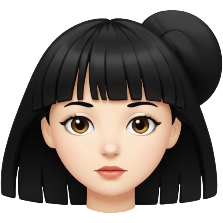White girl black hair and bangs emoji