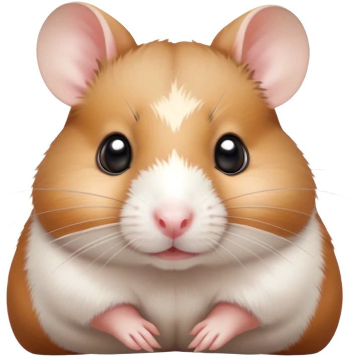 Cinematic Noble Brown and White Banded Hamster Portrait Emoji, Poised and regal, with a tiny, compact build and a uniquely patterned coat of warm brown and crisp white bands, deep-set soulful dark eyes, Simplified yet sharp and sophisticated features, highly detailed, glowing with a soft, dignified glow, high shine, intelligent and charming, stylized with an air of distinctive elegance, focused and attentive, soft glowing outline, capturing the essence of a watchful and confident rodent, so majestic it feels as though it could scurry out of the screen with effortless authority! emoji