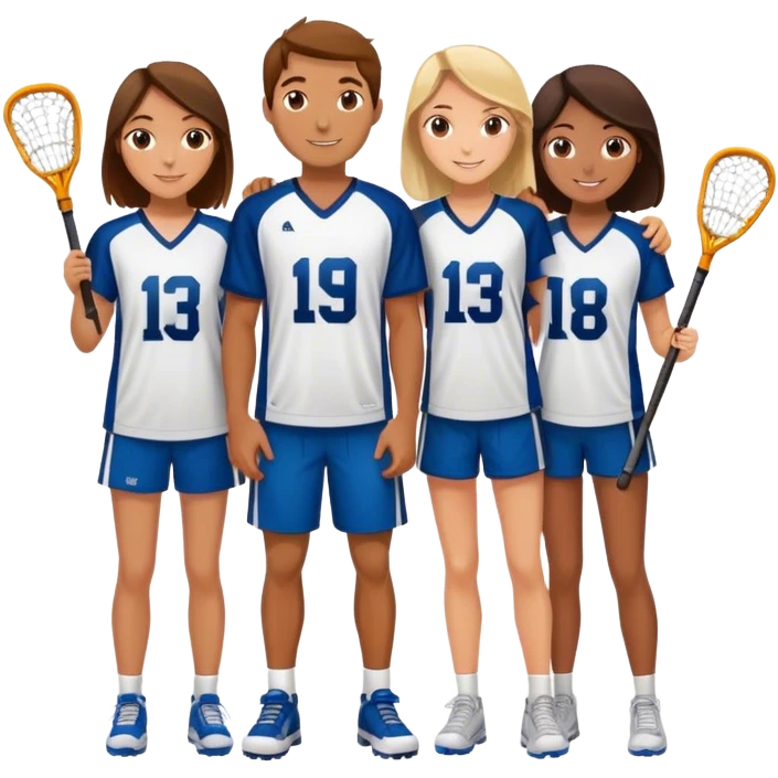 A lacrosse player and his girl friends standing next to eachother emoji