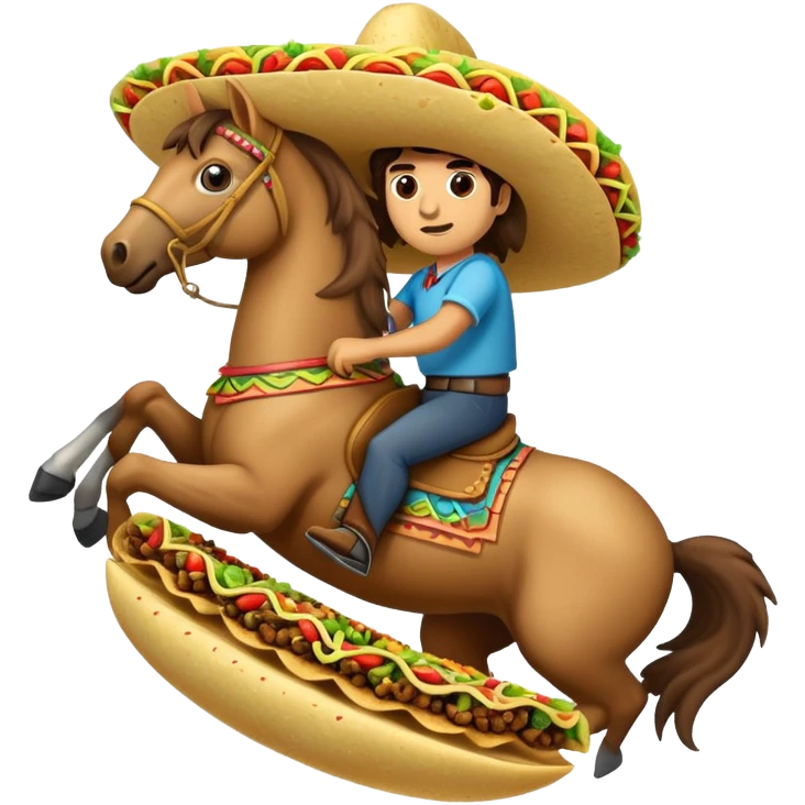 really big horse riding a taco ￼ emoji