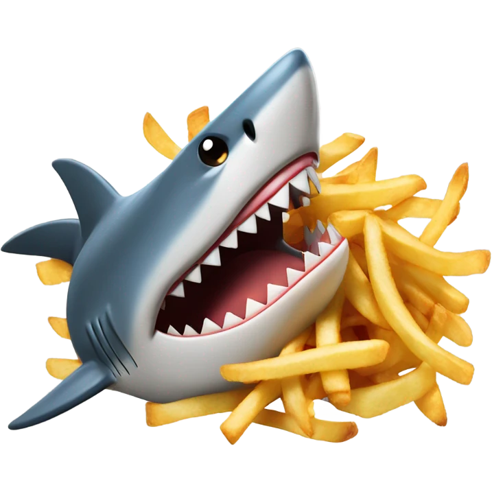 Shark eating French fries emoji