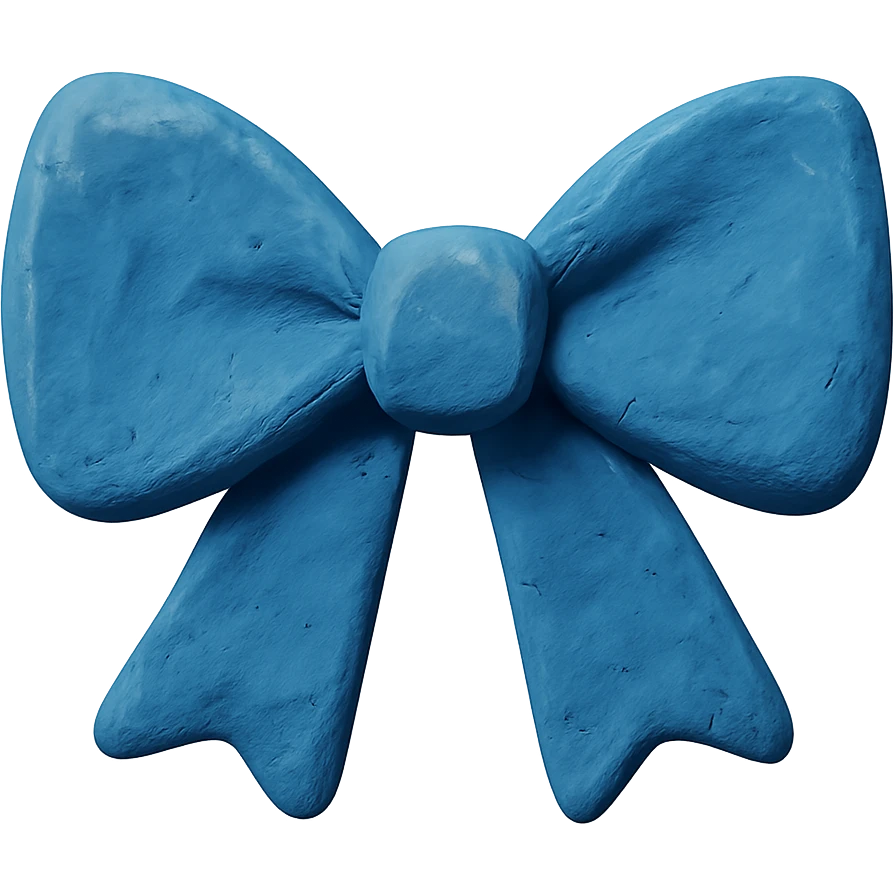 blue bow in claymation style emoji