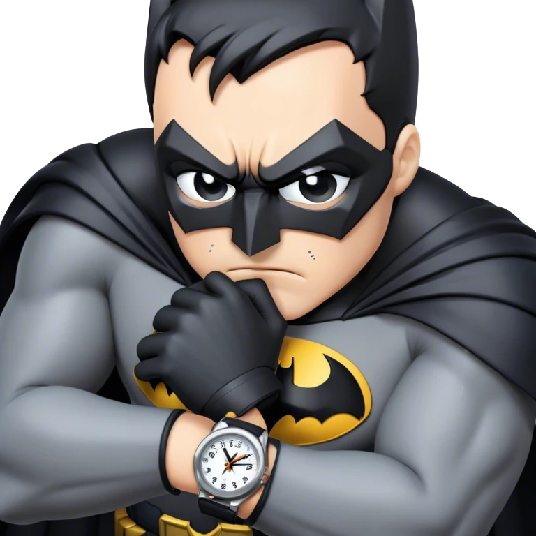 Batman looking stressed at his watch emoji