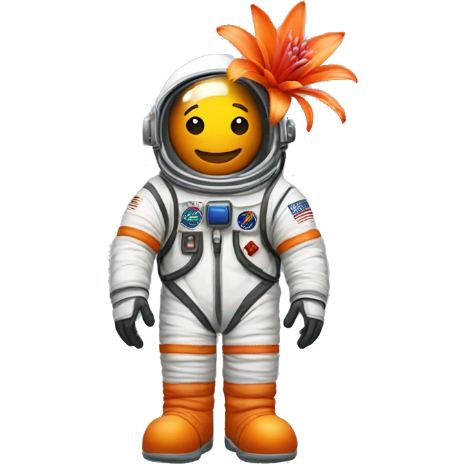 orange bromelia flower in an astronaut suit emoji