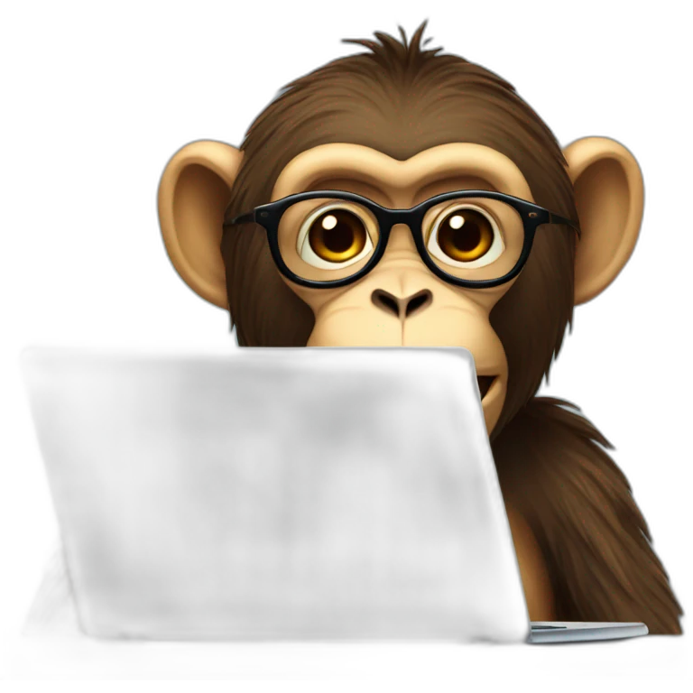 monkey with glasses and beard with the laptop emoji