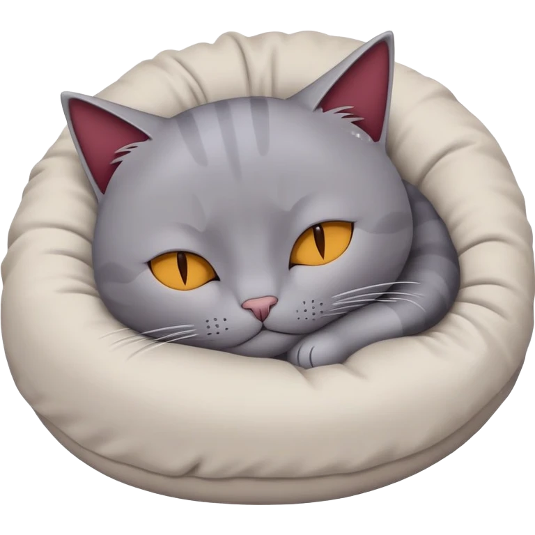 Un chat gris  en train de dormir dans un nid qui est Bordeaux  emoji