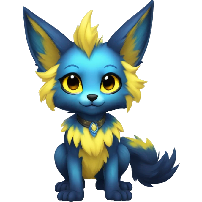 Anthro-Edgy-Cool-Blue-Yellow-Contrast-Colors-Fantasy-Fur-Sona-Chibi-Shiny-Fakémon-Hybrid full body emoji