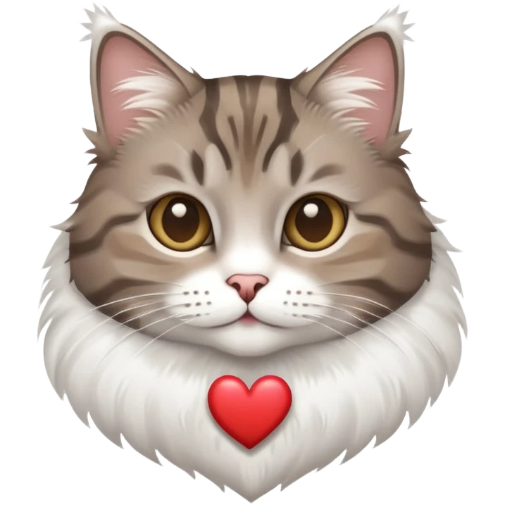 Grey Brown tabby cat and a white heart emoji