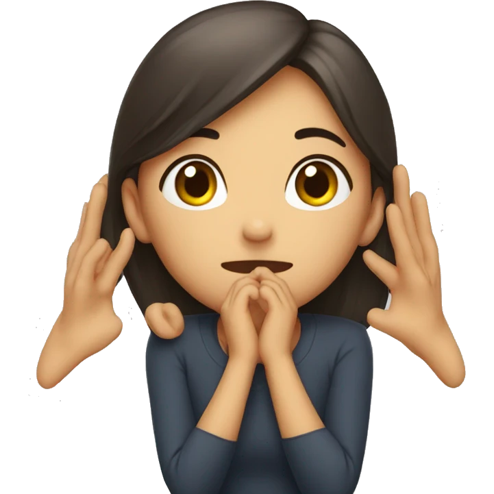 a person holding her ears and begging for forgiveness  emoji