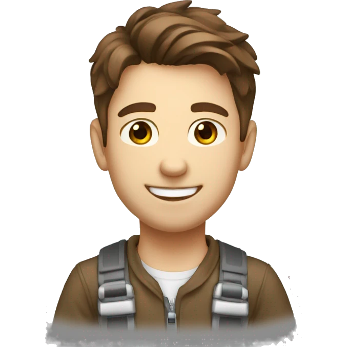 Young design engineer, brown hair, good smile emoji
