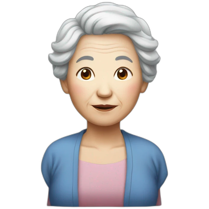 old woman Chinese Red and blue hair emoji