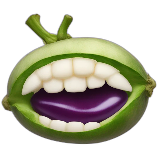 woman mouth over an eggplant emoji