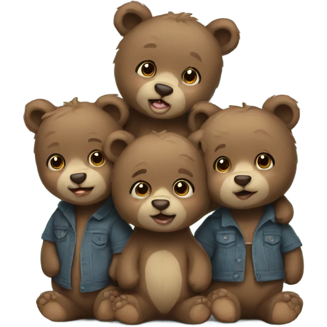 3 cute bears siblings  emoji