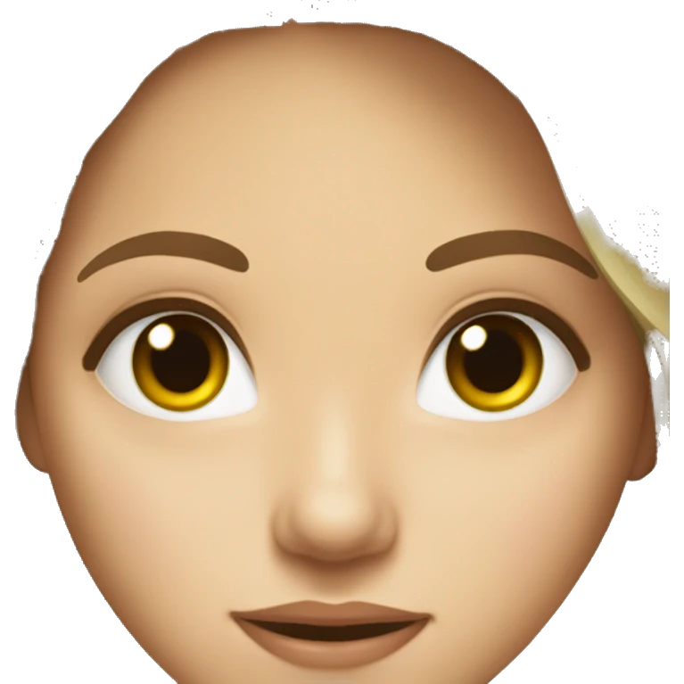 young woman beige skin green eyes with long voluminous brown hair emoji