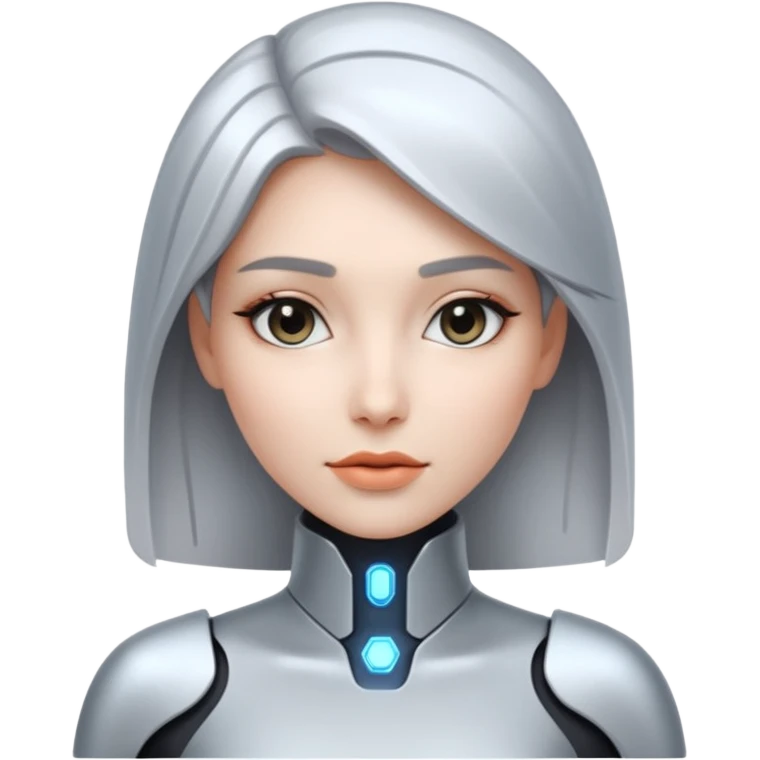 mach mir ein emoji von einer Frau in dr Zukunft. in 100 jähren, sie soll sehr technologisch aussehen. emoji