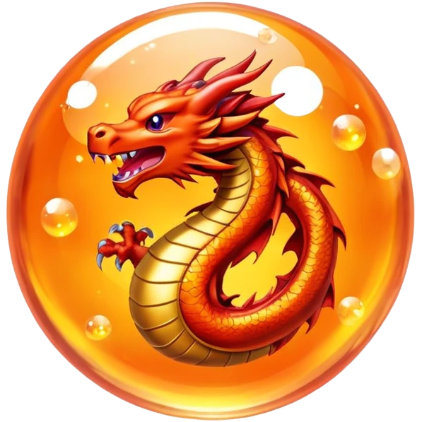Orange crystal Dragon Ball with red stars inside, inspired by Dragon Ball anime emoji