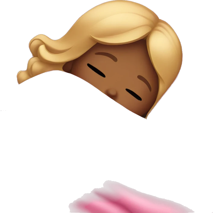 dark blonde girl sleeping with a pink blanket emoji