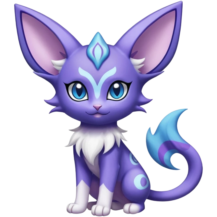 Shiny Exotic Cute Adorable Majestic Espeon-Purrloin-Delcatty-Meowstic-Hybrid-Creature with pattern-markings emoji