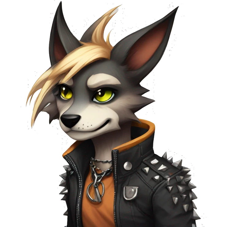 cool edgy animal fursona by griffsnuff & LiLaiRa & Falvie with badass colors and a spiked collar full body emoji