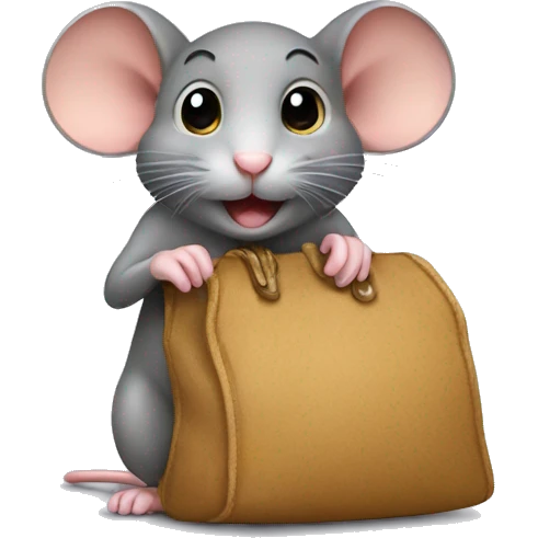 Mouse with a bag emoji