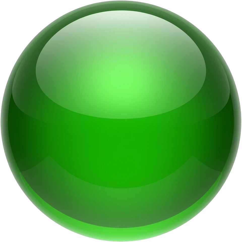 a 3D green shiny reflective sphere emoji