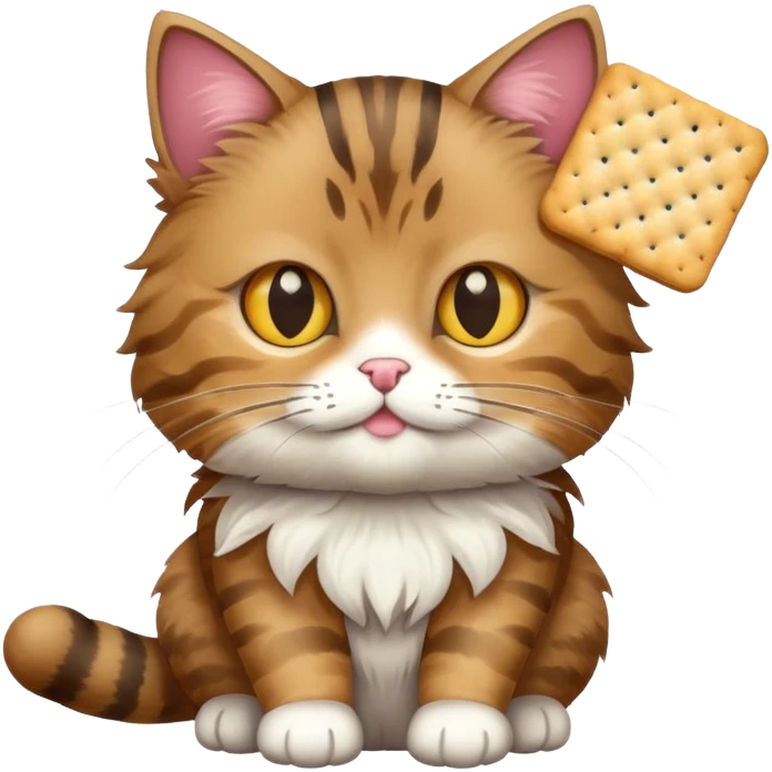Cat with a cracker on its back emoji