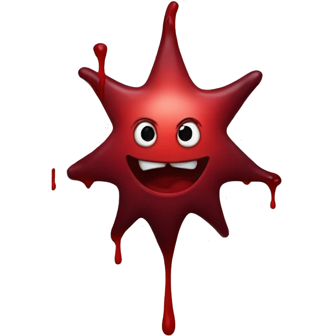 (bloody star emoji), vibrant red and dark crimson emoji