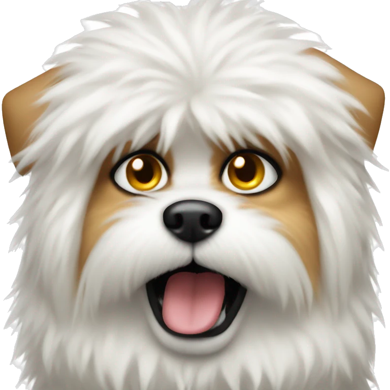 Angry white fluffy mini dog  emoji