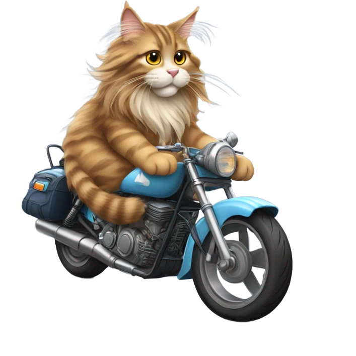 Maincoon cat riding a motorcycle  emoji