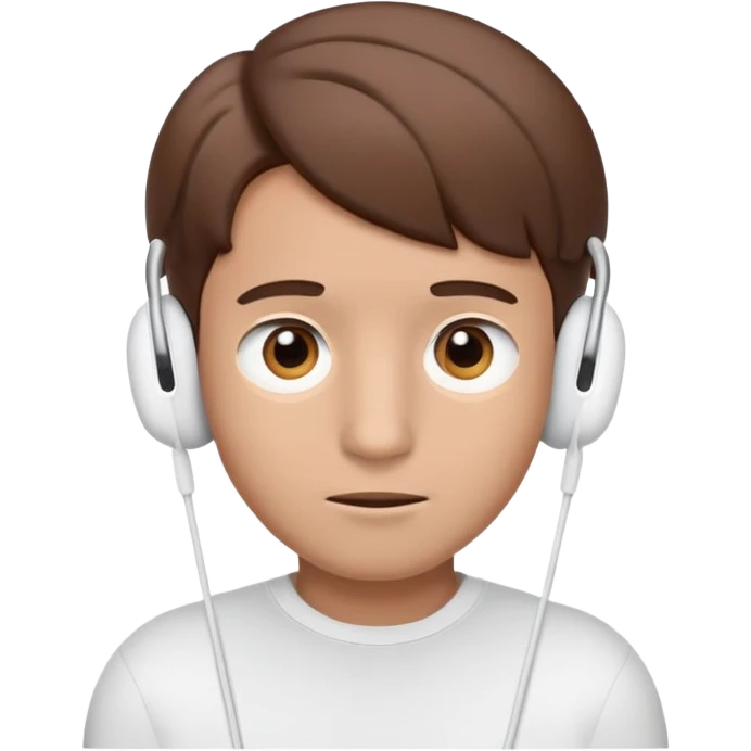emoji face of a boy with brown hair, big brown eyes, and a neutral expression.
in the head of the AirPods max emoji