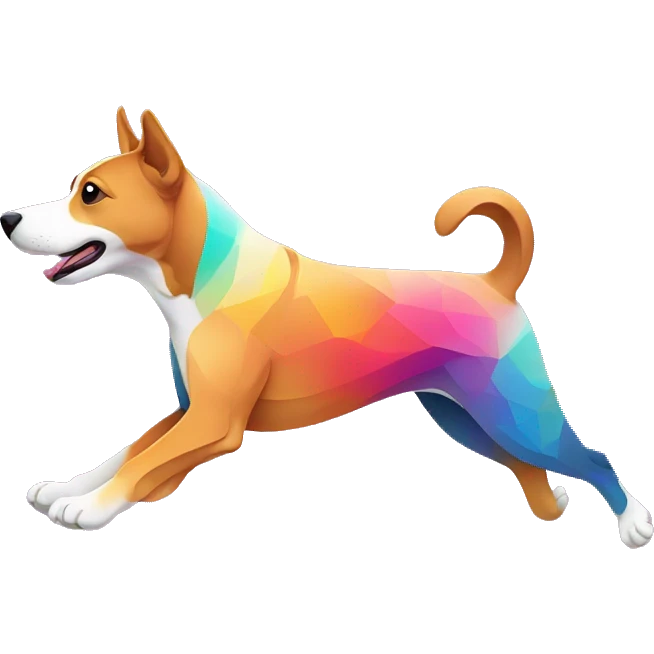 Vector art of a dog running made of vector multicoloured gradient shapes abstract shapes vector art emoji