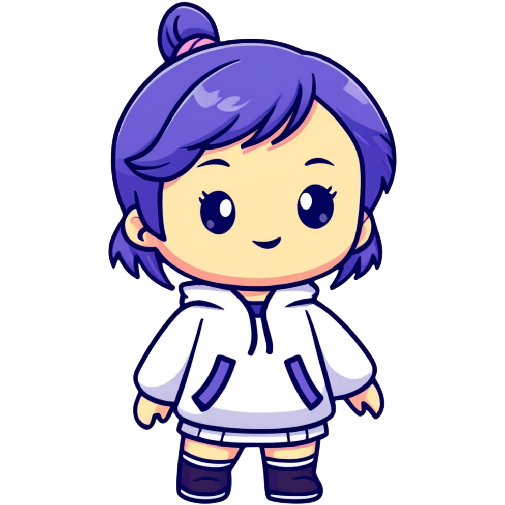 Cute female figurine in designer toy style, colorful, smooth plastic appearance, chibi proportions emoji