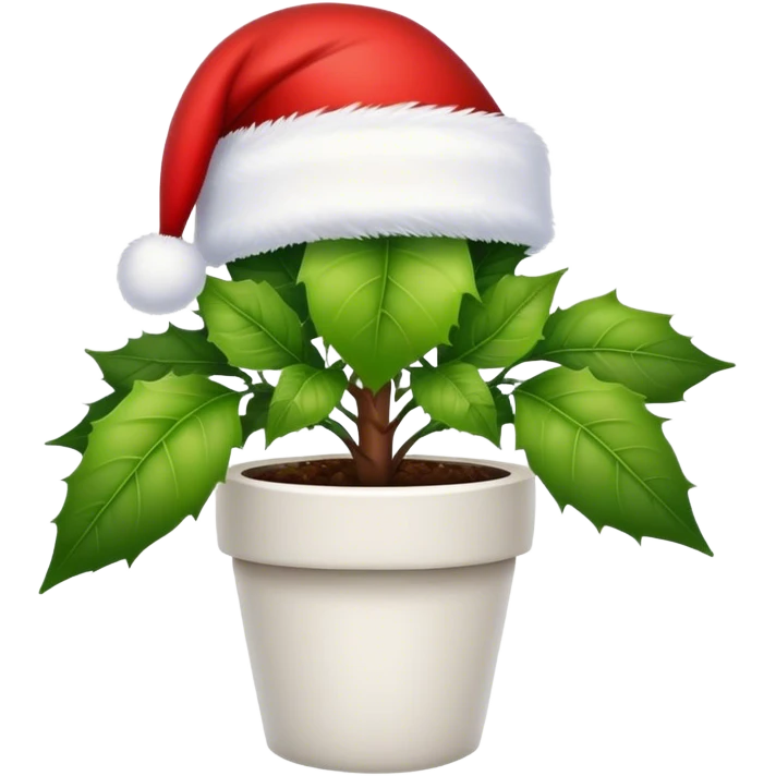 plant wearing a Santa Claus hat  emoji