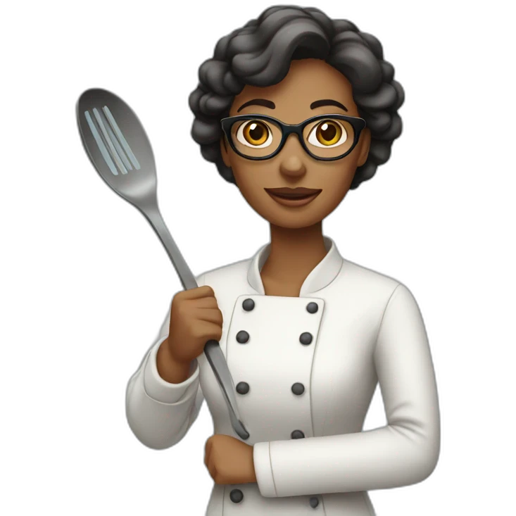 Woman with glasses cooking emoji