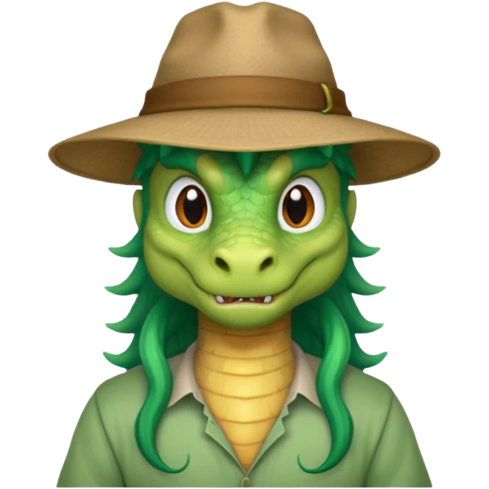 long hair dragon with shirt and hat emoji