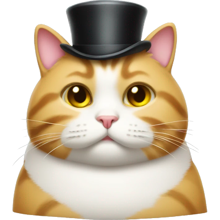 Fat cat with a top hat emoji