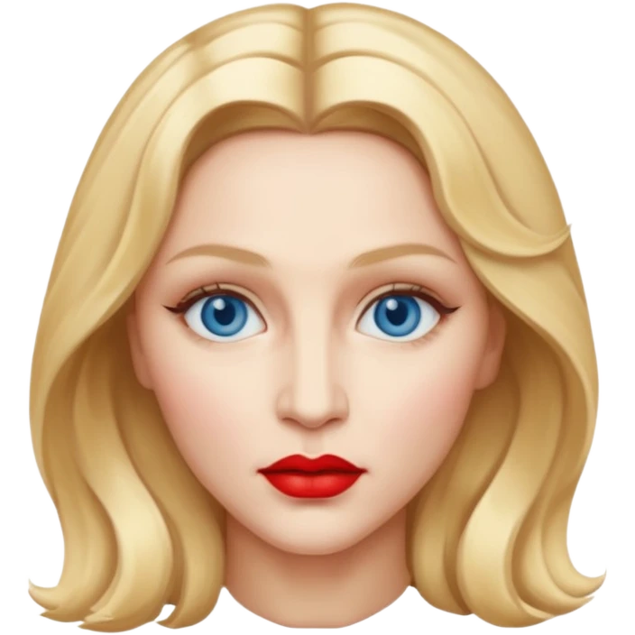 Madonna with blue eyes, red lip emoji