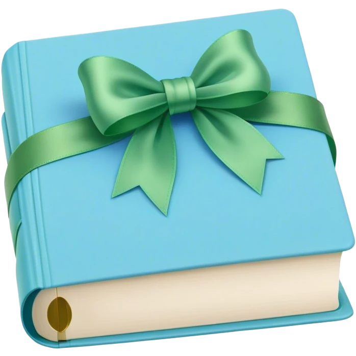 Book blue soft pastel with green ribbon  emoji