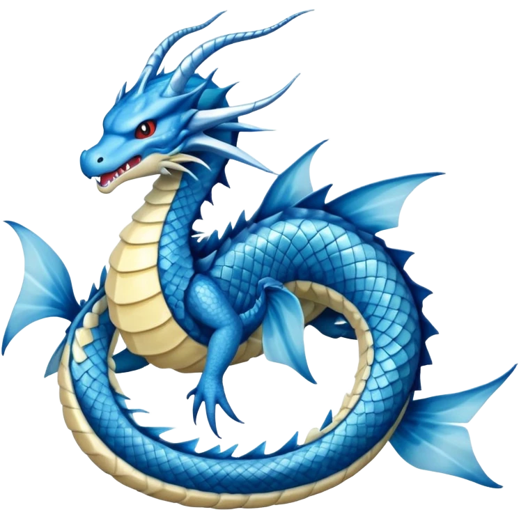 Gyarados from Pokemon, blue serpentine dragon emoji