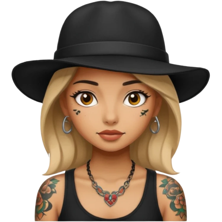 tattoo girl with black hat emoji