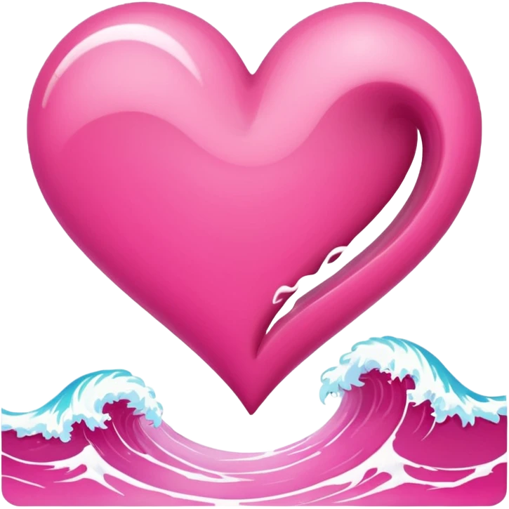 Pink Heart Shaped Wave emoji