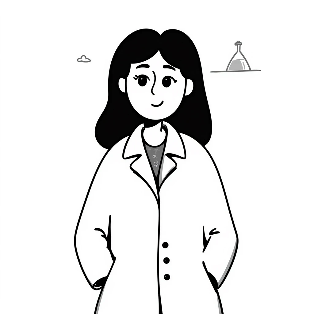 A brunette with dark green eyes in a science lab coat emoji