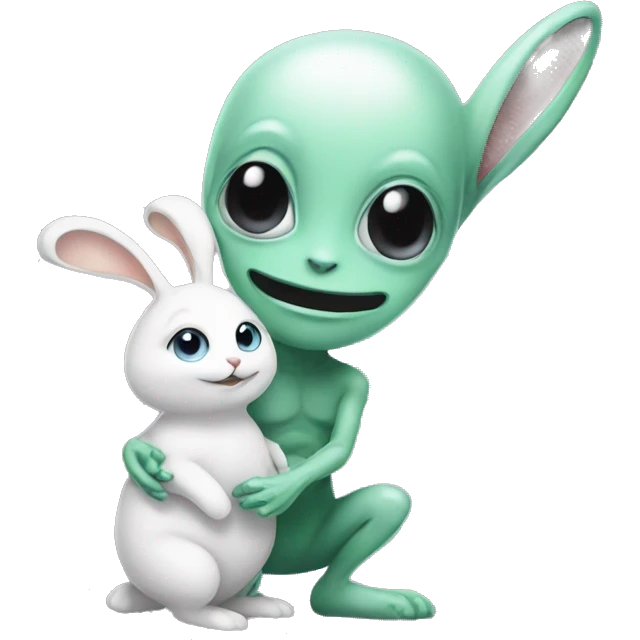 Alien with a white rabbit  emoji